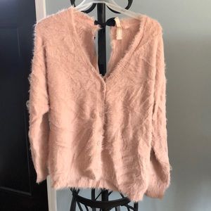 Pink cardigan sweater